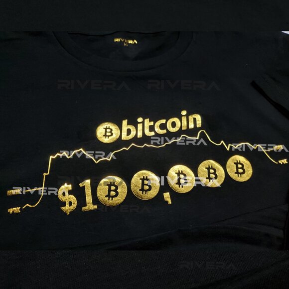 Gold Bitcoin 100K Trader Chart T-Shirt, Historic Crypto Tee Investors BTC 100K - Picture 5 of 5